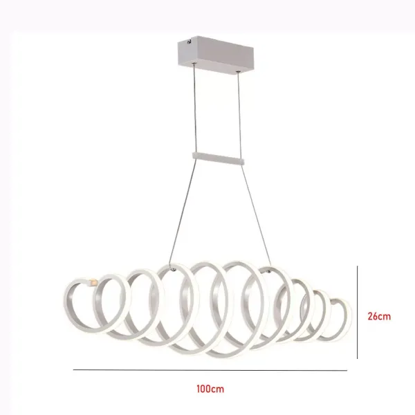 Lustre LED 88 W en forme de S - à Intensité Variable - Design créatif - Plafonnier à suspension - moderne - lumière froide/chaude
