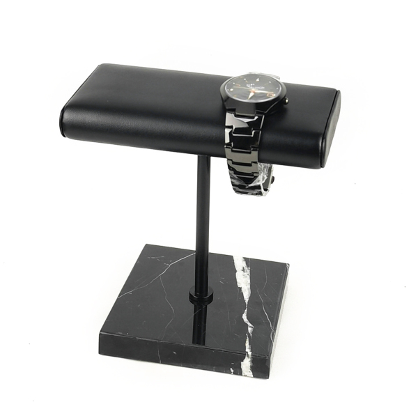 Présentoir de montre, support de montre à base de marbre noir pour la vente au détail ou un usage personnel