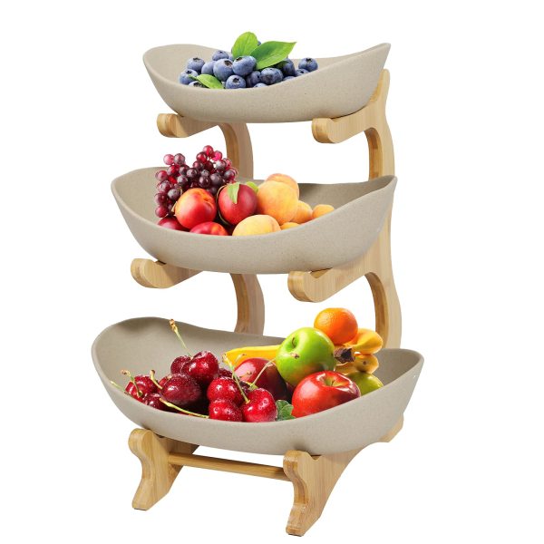 Plateau de service à 3 niveaux en céramique plateau de service serveur bol de légumes panier support de cuisine décoration de table