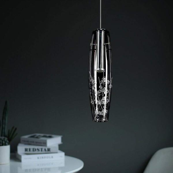 Lustre en cristal - Lustre en verre - Lustre moderne - Suspension pour chambre à coucher, salle à manger, salon - 90 cm - Réglable