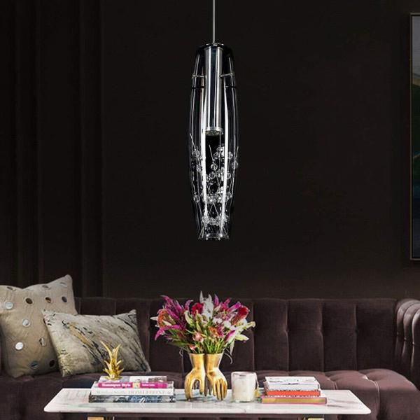 Lustre en cristal - Lustre en verre - Lustre moderne - Suspension pour chambre à coucher, salle à manger, salon - 90 cm - Réglable