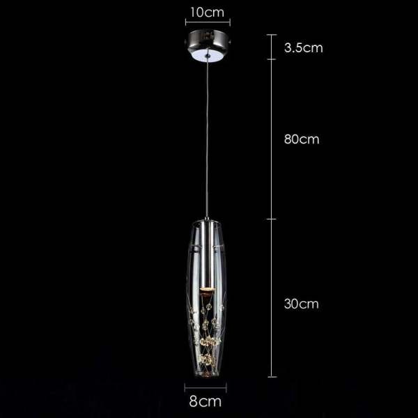 Lustre en cristal - Lustre en verre - Lustre moderne - Suspension pour chambre à coucher, salle à manger, salon - 90 cm - Réglable