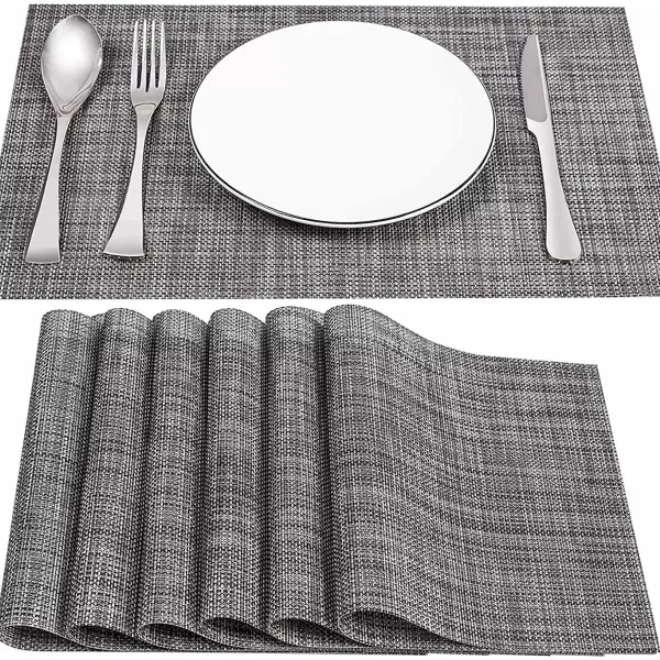 Lot de 4 sets de table antidérapants et lavables - 45 x 30 cm - En PVC - Résistants à la chaleur - Pour cuisine, restaurant (gris)