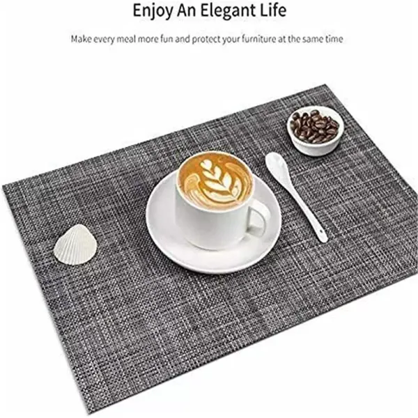Lot de 4 sets de table antidérapants et lavables - 45 x 30 cm - En PVC - Résistants à la chaleur - Pour cuisine, restaurant (gris)