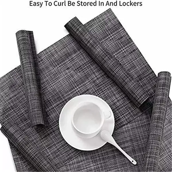 Lot de 4 sets de table antidérapants et lavables - 45 x 30 cm - En PVC - Résistants à la chaleur - Pour cuisine, restaurant (gris)