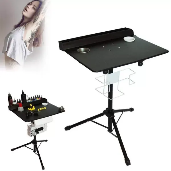 Trépied de Tatouage Fixe réglable pour Bureau Professionnel Support Mobile en Fer avec Plateau arrière Amovible pour débutants