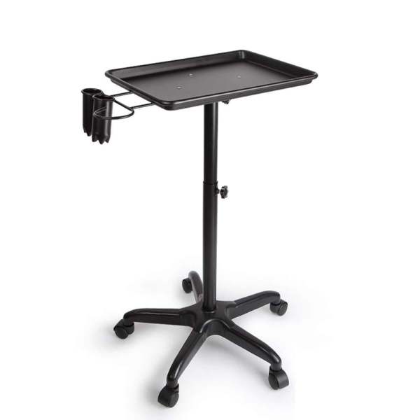 Chariot de coiffeur à hauteur réglable avec support pour sèche-cheveux -  Chariot de travail pour esthéticienne - Noir