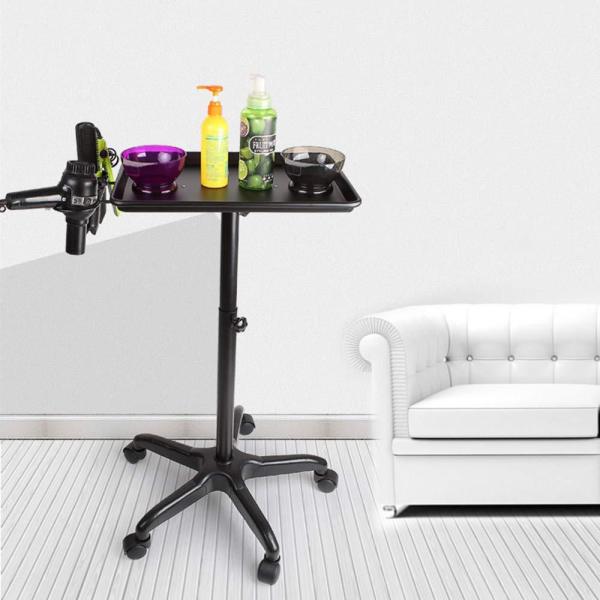 Chariot de coiffeur à hauteur réglable avec support pour sèche-cheveux - Chariot de travail pour esthéticienne - Noir Chariot de coiffeur à hauteur réglable avec support pour sèche-cheveux - Chariot de travail pour esthéticienne - Noir