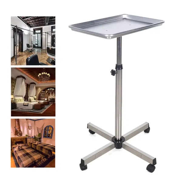 Chariot de salon universel avec plateau en alliage d'aluminium - Pour la maison, la salle de bain, le salon de coiffure - Hauteur réglable