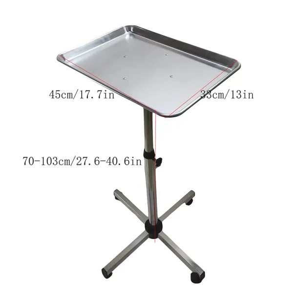 Chariot de salon universel avec plateau en alliage d'aluminium - Pour la maison, la salle de bain, le salon de coiffure - Hauteur réglable