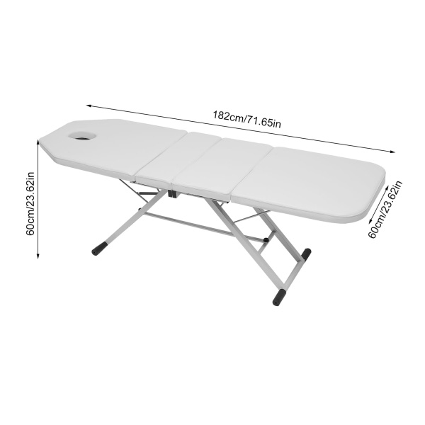 Table de massage professionnelle pliable en 3 parties - Lit cosmétique - Table de massage mobile - Salon Spa - Confortable(blanc)