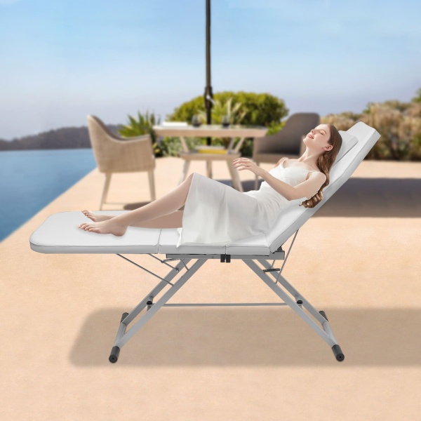Table de massage professionnelle pliable en 3 parties - Lit cosmétique - Table de massage mobile - Salon Spa - Confortable(blanc) Table de massage professionnelle pliable en 3 parties - Lit cosmétique - Table de massage mobile - Salon Spa - Confortable(blanc)