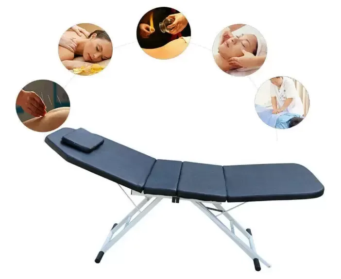 Table de massage Spa Bed - Pliable - Avec trou pour le visage - Réglable en hauteur - 3 sections - 182 x 60 x 60 cm - Lit de beauté en PVC