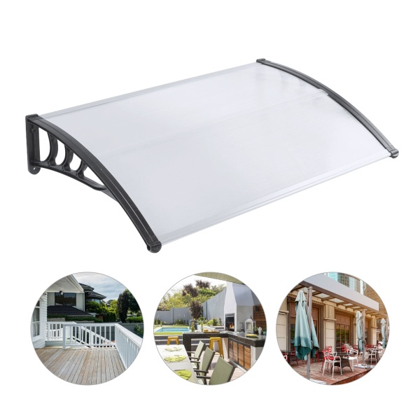 Auvent translucide 115 cm - En polycarbonate - Avec matériel de montage - Résistant aux intempéries - Montage facile (largeur : 120 cm)
