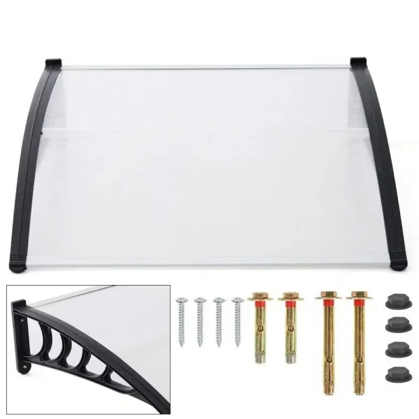Auvent pour porte d'entrée 120/150/200 x 90 cm en polycarbonate et polypropylène transparent Canopy (150)