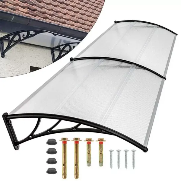 Auvent pour porte d'entrée 120/150/200 x 90 cm en polycarbonate et polypropylène transparent Canopy (150)
