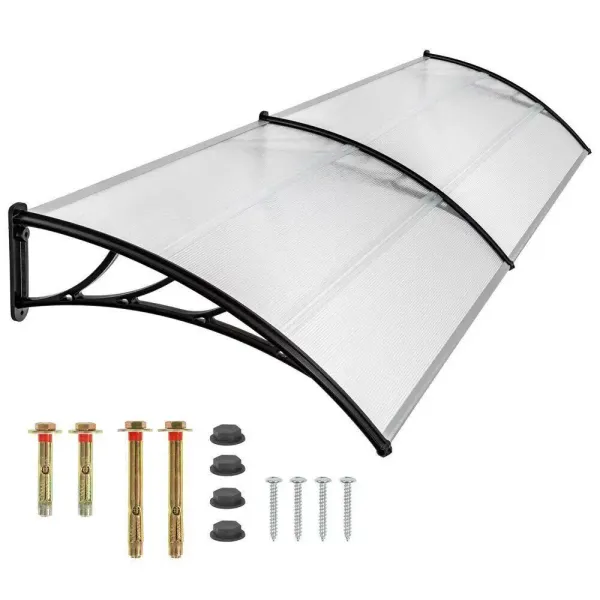 Toit de porte en polycarbonate - Protection contre les intempéries - Transparent - 200 cm