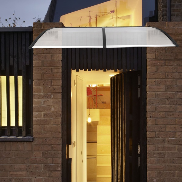 Toit de porte en polycarbonate - Protection contre les intempéries - Transparent - 200 cm