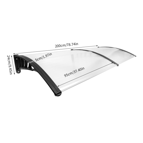 Toit de porte en polycarbonate - Protection contre les intempéries - Transparent - 200 cm Toit de porte en polycarbonate - Protection contre les intempéries - Transparent - 200 cm