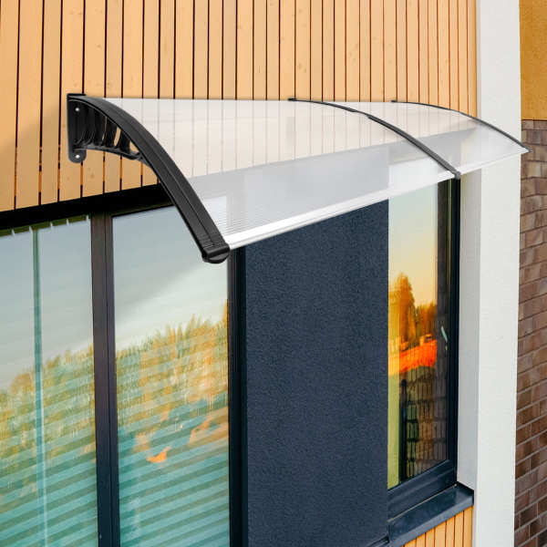 Toit de porte en polycarbonate - Protection contre les intempéries - Transparent - 200 cm