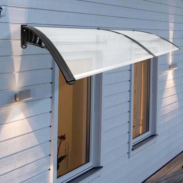 Toit de porte en polycarbonate - Protection contre les intempéries - Transparent - 200 cm