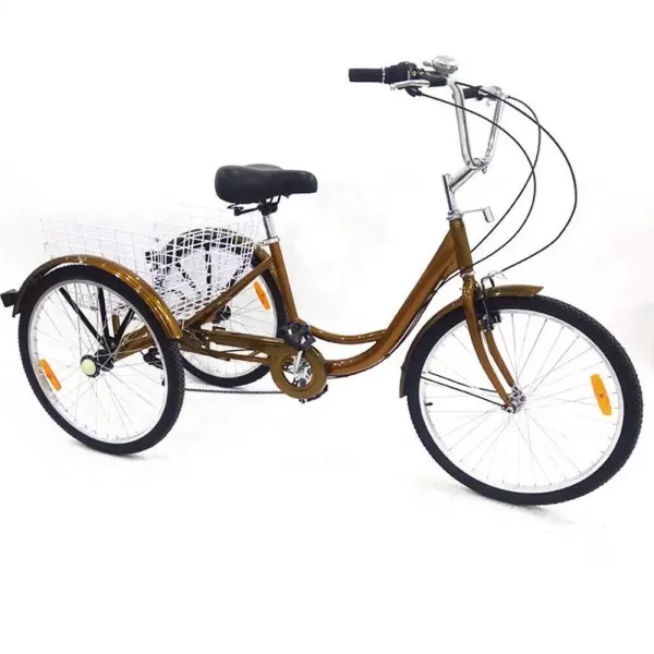 24 pouces avec panier, tricycle adulte 6 vitesses, guidon réglable avec dossier pour homme, femme, personnes âgées
