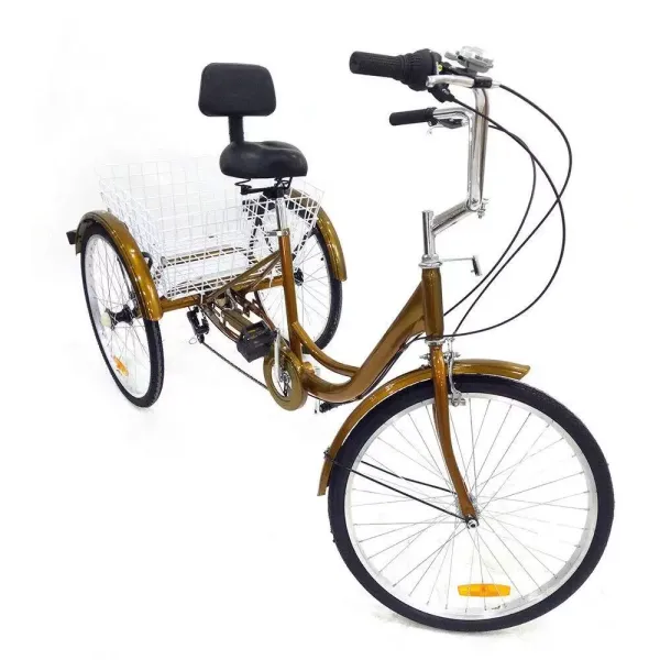 24 pouces avec panier, tricycle adulte 6 vitesses, guidon réglable avec dossier pour homme, femme, personnes âgées