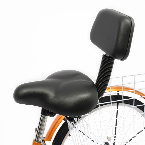 24" 6 vitesses Tricycle adulte 3 roues Vélo de course+avec panier Jaune (sans lumière)