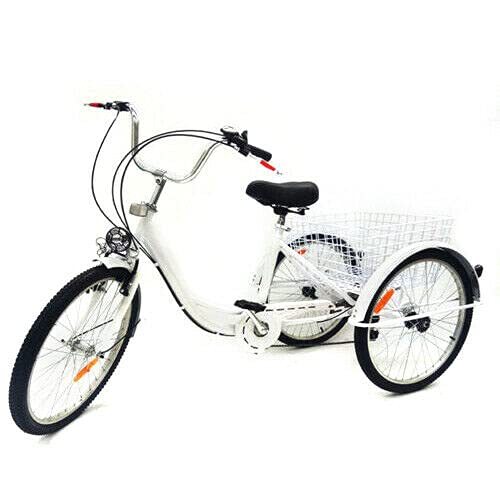 Tricycle adulte 6 vitesses 24 pouces 3 roues avec panier à provisions tricycle plus âgé adulte