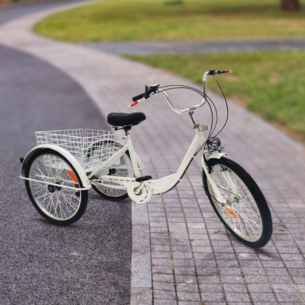 Tricycle adulte 6 vitesses 24 pouces 3 roues avec panier à provisions tricycle plus âgé adulte Tricycle adulte 6 vitesses 24 pouces 3 roues avec panier à provisions tricycle plus âgé adulte