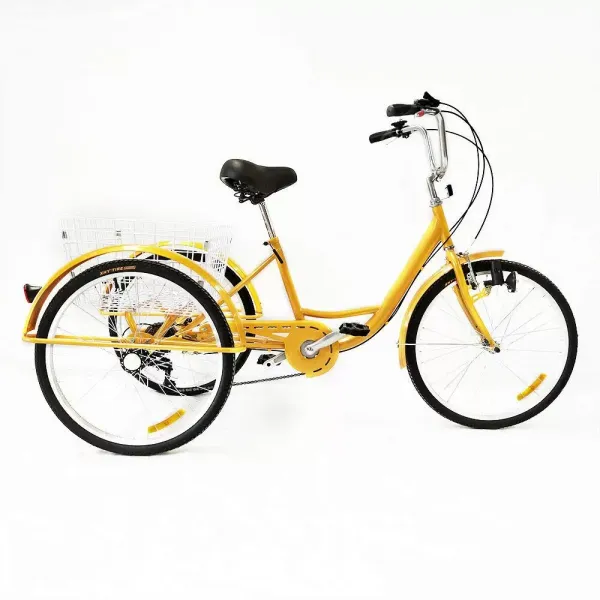 Tricycle pour adultes et adultes - Avec 3 roues - Vélo pour senior - 24" - Dérailleur 6 vitesses Shimano