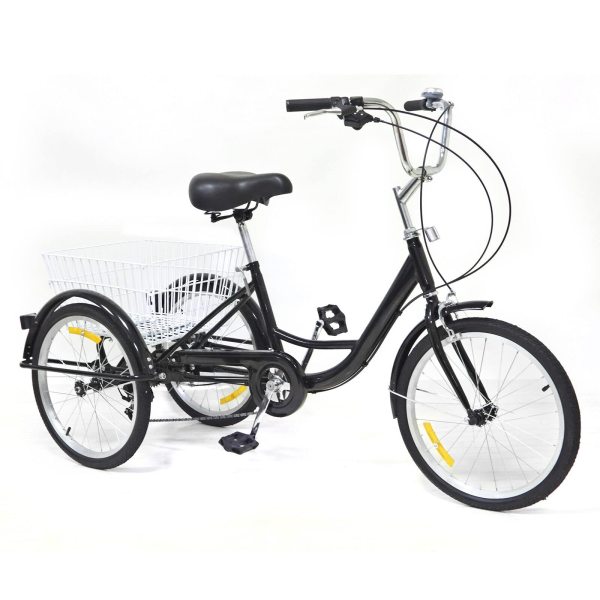 20" tricycle adulte 8 vitesses vélo 3 roues  w/panier, noire