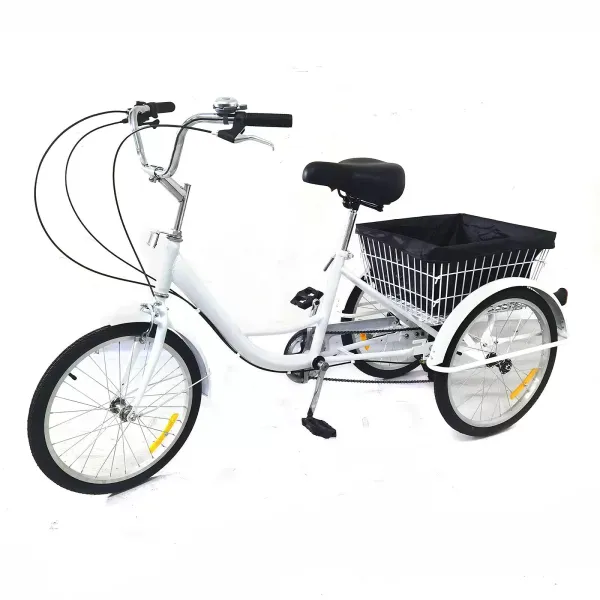 20" tricycle adulte 8 vitesses vélo 3 roues seniors bicyclette w/panier