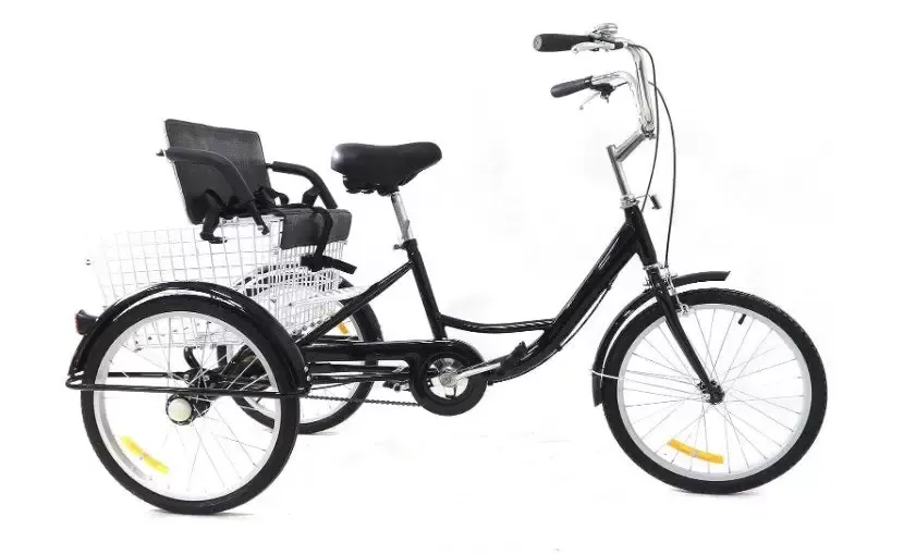 Tricycle 20 Pouces pour Adultes, Cadre en Acier à Haute teneur en Carbone, vélo à 3 Roues avec Panier pour Adultes et Personnes âgées