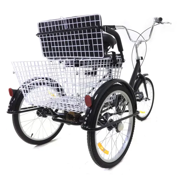 Tricycle 20 Pouces pour Adultes, Cadre en Acier à Haute teneur en Carbone, vélo à 3 Roues avec Panier pour Adultes et Personnes âgées