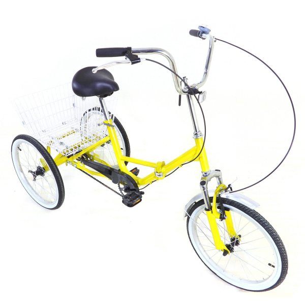 Tricycle de 20 pouces pour adultes, 3 roues Singlespeed Tricycle pour personnes âgées, avec panier, charge maximale 110 kg, hauteur réglable