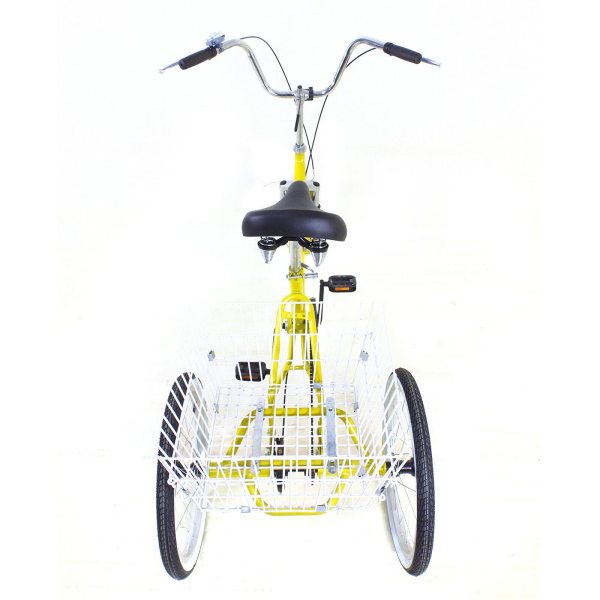Tricycle de 20 pouces pour adultes, 3 roues Singlespeed Tricycle pour personnes âgées, avec panier, charge maximale 110 kg, hauteur réglable