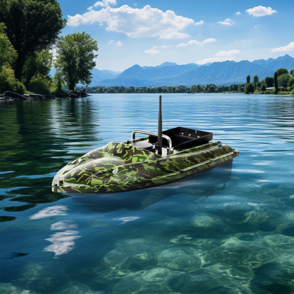 Appâts de pêche bateau GPS bateau appâts de pêche télécommande sans fil 500m piscine lac Transport Camouflage 49x27x16cm