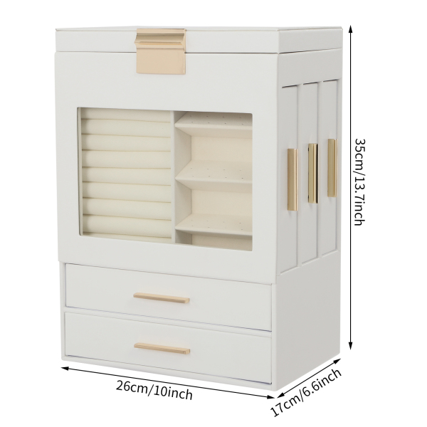 Boîte de rangement à tiroirs, boîte à bijoux grande capacité - blanc