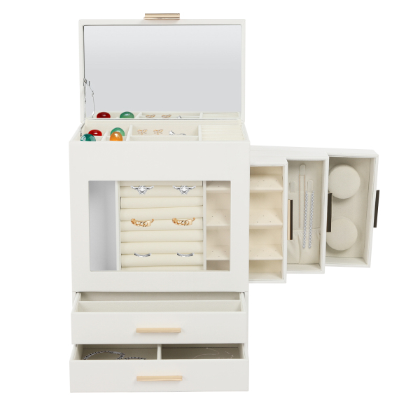 Boîte de rangement à tiroirs, boîte à bijoux grande capacité - blanc