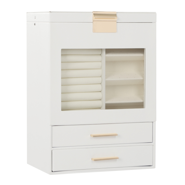Boîte de rangement à tiroirs, boîte à bijoux grande capacité - blanc