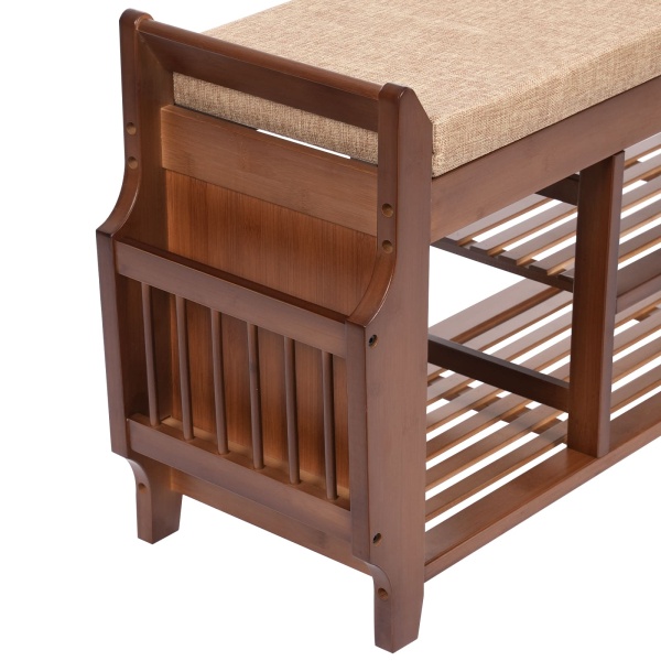Banc à chaussures, banc à chaussures avec siège rembourré, banc à chaussures multifonctionnel - 98,5*29,5*49,5cm, avec compartiment de rangement
