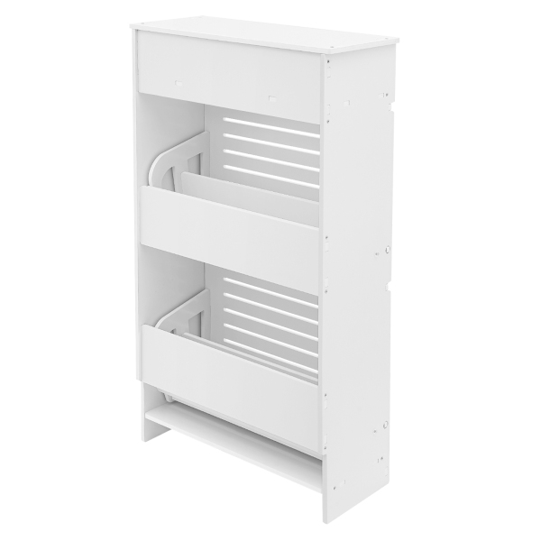 Meuble à chaussures rabattable à 2 tiroirs, meuble à chaussures pour entrée, meuble de rangement pour chaussures avec 2 tiroirs rabattables - Blanc