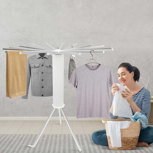 Séchoir à linge sur trépied, séchoir pliable 16 pôles, pieds en aluminium