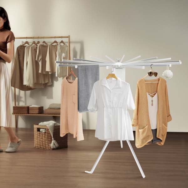 Séchoir à linge sur trépied, séchoir pliable 16 pôles, pieds en aluminium