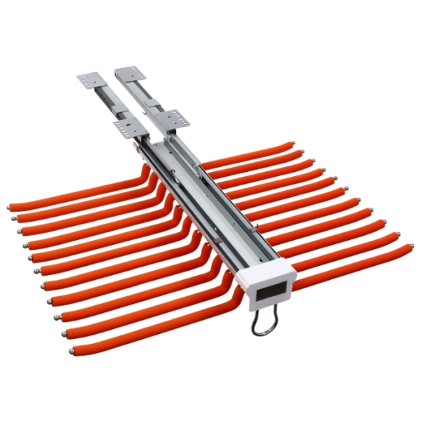 Porte-pantalons double rangée - flocage blanc + orange, 22 arceaux, charge 15kg, alliage d'aluminium de haute qualité