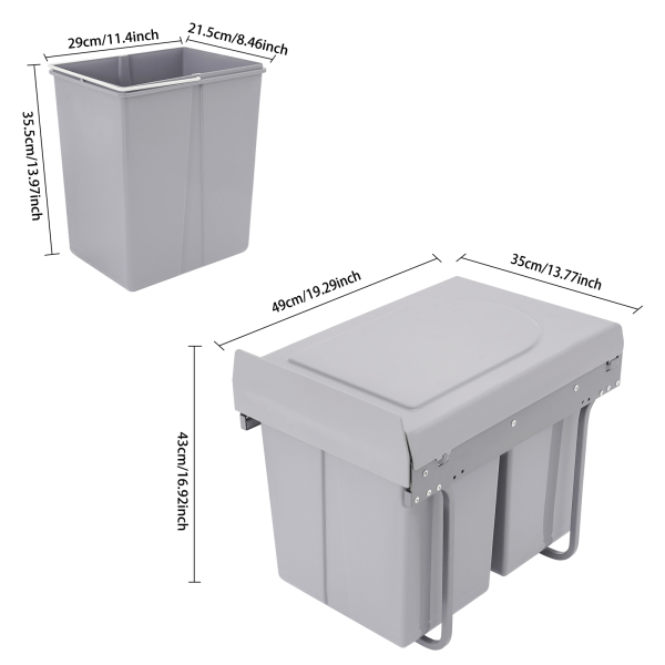 Poubelle de cuisine coulissante 40 L