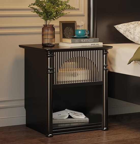 Table de chevet, table de chevet double 46*40*55cm, noir
