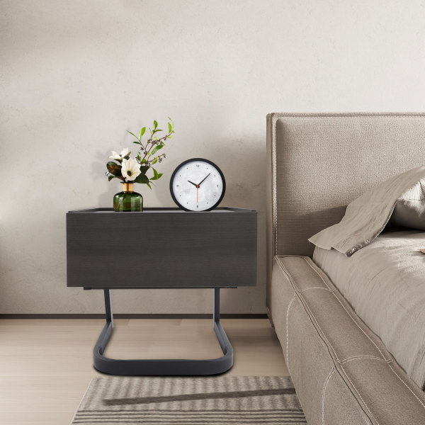 Table d'appoint, Table de nuit moderne, Table de nuit avec tiroir, Noyer noir