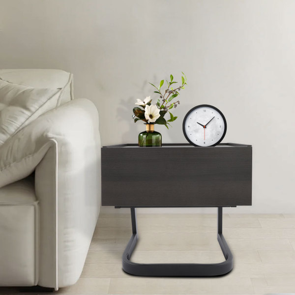 Table d'appoint, Table de nuit moderne, Table de nuit avec tiroir, Noyer noir